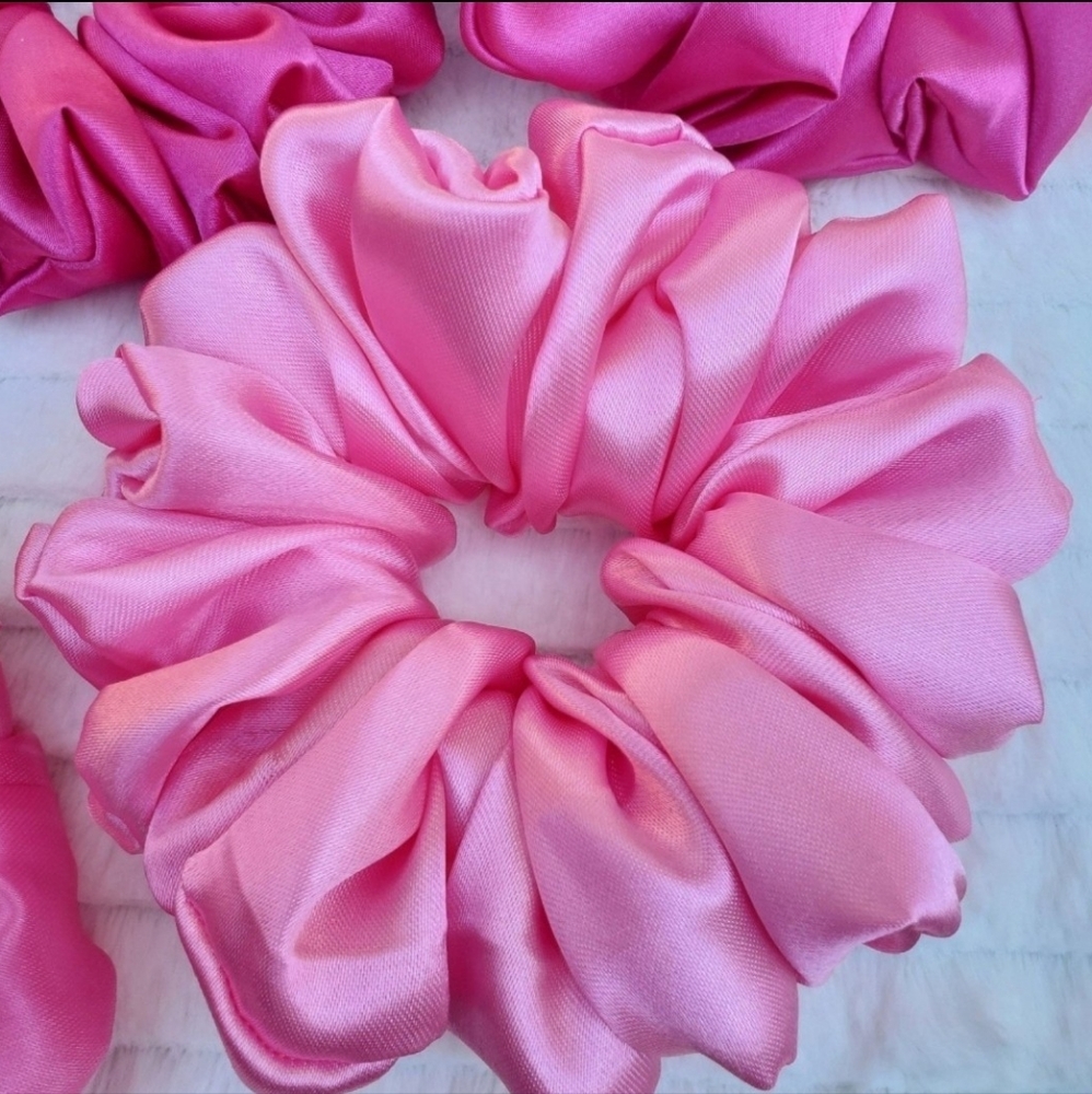 XL Pink Satin Scrunchie